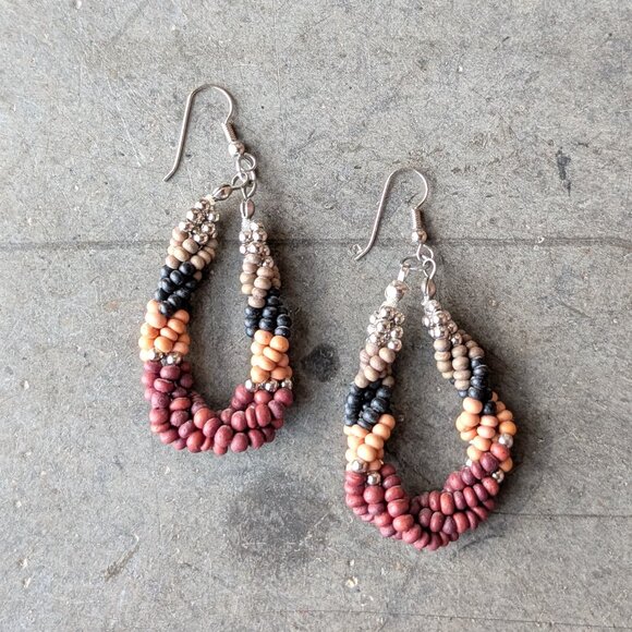 Set of Three Brown Tone Teardrop Dangle Earrings - Picture 8 of 12